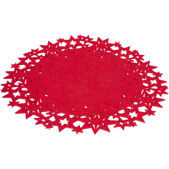 Platzset - Sterne - Aus Filz - Ø = 45 Cm - Rot 4 Platzset - Sterne - Aus Filz - Ø = 45 Cm - Rot – Bild 2