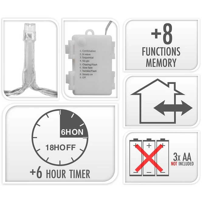 24er LED-Lichterkette - Ca. 1,80 M - Warmweiß 5 24er LED-Lichterkette - Ca. 1,80 M - Warmweiß – Bild 3