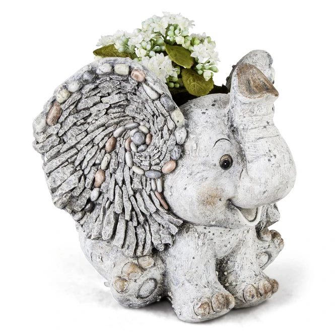 Pflanzgefäß - Elefant - Aus Magnesia - Ca. 28 X 31 X 26 Cm 3 Pflanzgefäß - Elefant - Aus Magnesia - Ca. 28 X 31 X 26 Cm