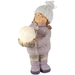 Winterkind Mit LED-Schneeball - Aus Polyresin - Ca. 11 X 10 X 20 Cm - 1 Stück -Wohndeko 218386 2