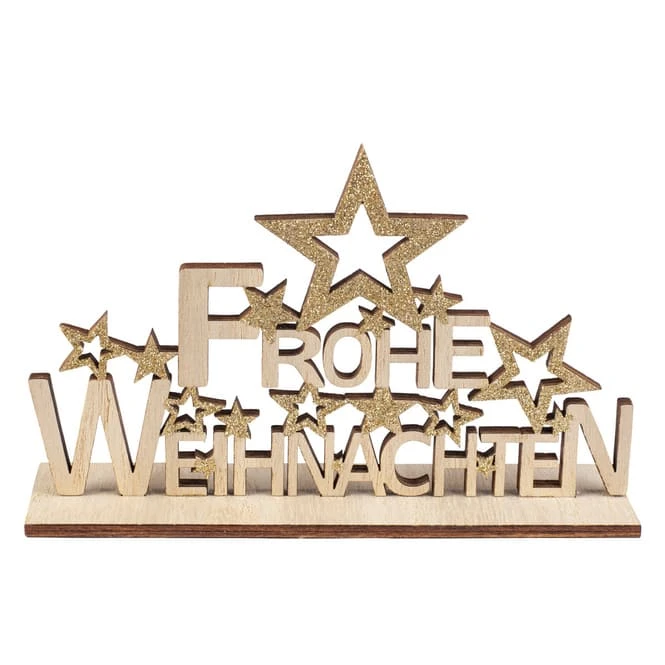 Deko-Schriftzug - Frohe Weihnachten - Aus Holz - Ca. 18 X 4 X 12 Cm 3 Deko-Schriftzug - Frohe Weihnachten - Aus Holz - Ca. 18 X 4 X 12 Cm