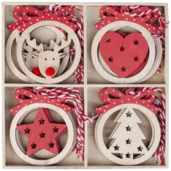 Dekohänger - Christbaumkugeln - Aus Holz - Ca. 10 X 6 Cm - 12 Stück