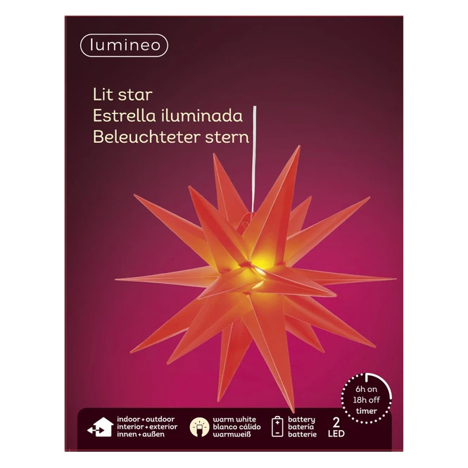 LED-Dekohänger - Stern - Ø = Ca. 30 Cm - Rot 3 LED-Dekohänger - Stern - Ø = Ca. 30 Cm - Rot