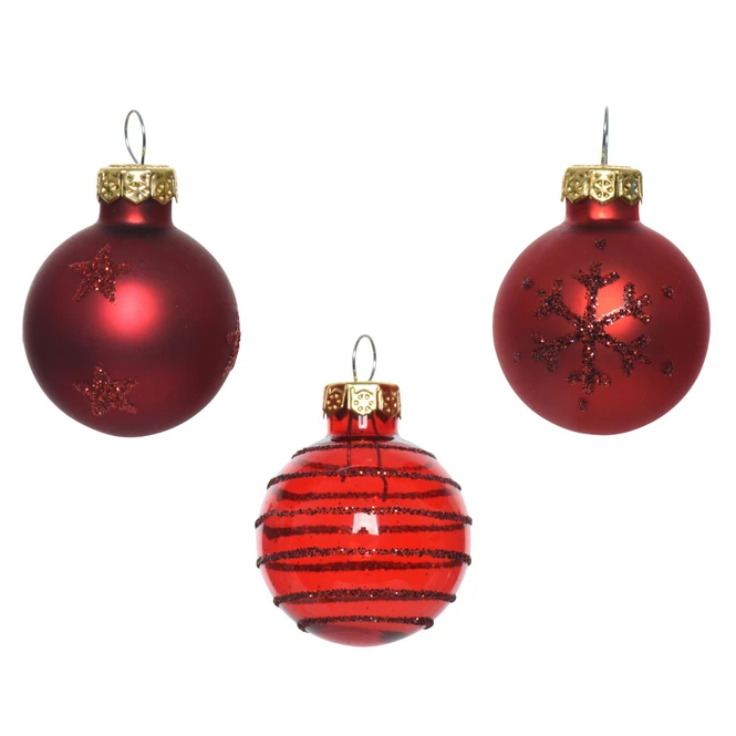 Christbaumkugeln - Rotmix - Aus Glas - 9 Stück 5 Christbaumkugeln - Rotmix - Aus Glas - 9 Stück – Bild 3