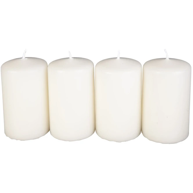 Stumpenkerzen - Ca. 6 X 10 Cm - 4 Stück - Weiß 3 Stumpenkerzen - Ca. 6 X 10 Cm - 4 Stück - Weiß