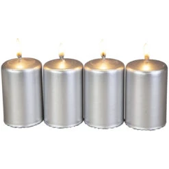 Stumpenkerzen - Ca. 5 X 8 Cm - 4 Stück - Silber