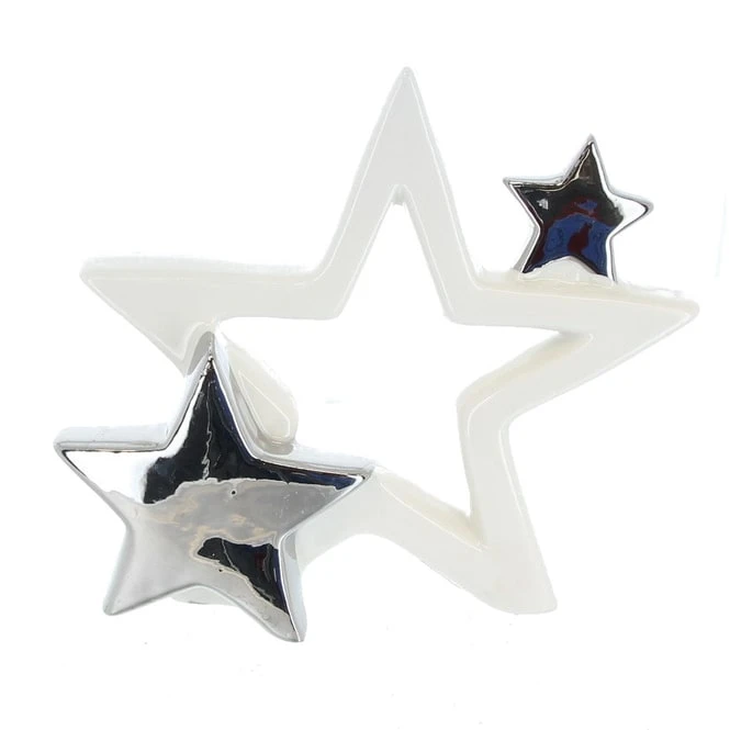 Sternsilhouette Mit Sternen - Aus Keramik - Ca. 19x5,5x17 Cm 3 Sternsilhouette Mit Sternen - Aus Keramik - Ca. 19x5,5x17 Cm