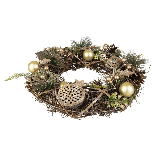 Dekokranz - Aus Holz - Ø = Ca. 34 Cm - Gold 3 Dekokranz - Aus Holz - Ø = Ca. 34 Cm - Gold