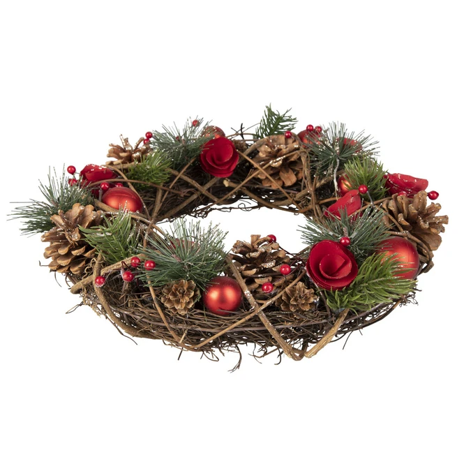 Dekokranz - Aus Holz - Ø = Ca. 34 Cm - Rot 4 Dekokranz - Aus Holz - Ø = Ca. 34 Cm - Rot – Bild 2