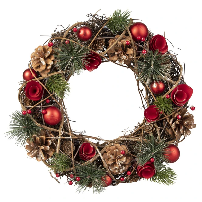 Dekokranz - Aus Holz - Ø = Ca. 34 Cm - Rot 3 Dekokranz - Aus Holz - Ø = Ca. 34 Cm - Rot