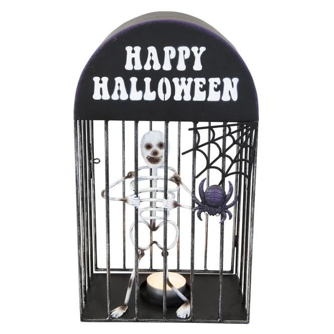 Teelichthalter - Skelett In Käfig - Ca. 23 X 14,5 X 40 Cm 3 Teelichthalter - Skelett In Käfig - Ca. 23 X 14,5 X 40 Cm