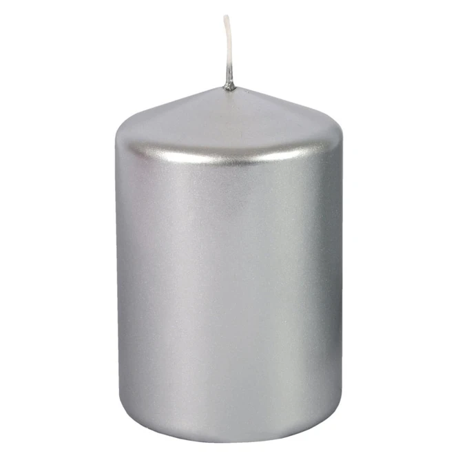 Stumpenkerze - Ca. 7 X 10 Cm - Silber 3 Stumpenkerze - Ca. 7 X 10 Cm - Silber