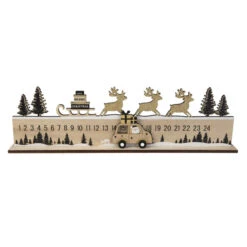 Advents-Countdown - Schlitten - Aus Holz - Ca. 45 X 4 X 13 Cm