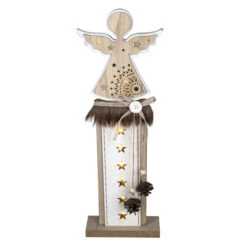 LED-Engel - Aus Holz - Ca. 14 X 5 X 42 Cm