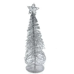 Baum Silber Mit LED - Ca. 30 Cm