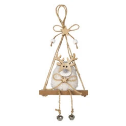 Dekohänger - Rentier - Aus Holz - Ca. 10 X 4 X 22 Cm - Braun/weiß