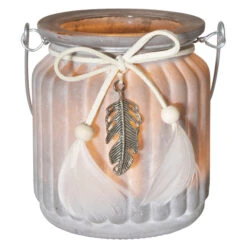 Teelichtglas - Federn - Ca. 7,5 X 9 Cm -Wohndeko 229873 2