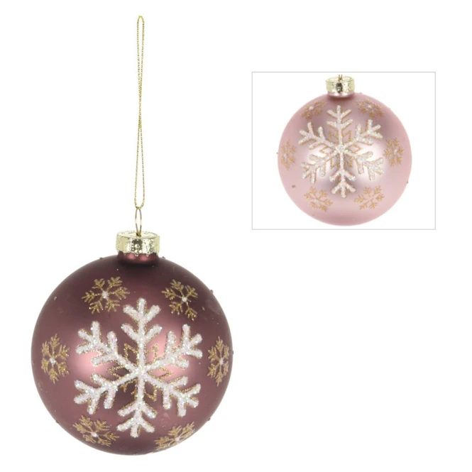 Christbaumkugel - Schneeflocken - Aus Glas - Ø = Ca. 8 Cm - 1 Stück 4 Christbaumkugel - Schneeflocken - Aus Glas - Ø = Ca. 8 Cm - 1 Stück – Bild 2