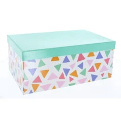 Geschenkbox - M - Dreiecke Mint - Aus Papier - Ca. 24 X 15,5 X 9,5 Cm