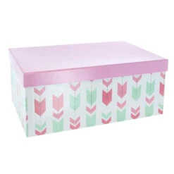 Geschenkbox - L - Pfeile Rosa - Aus Papier - Ca. 28 X 18,5 X 11,5 Cm