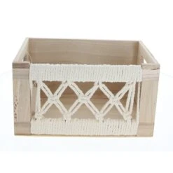 Box - Geflochtene Seiten - Aus Holz - Ca. 35 X 25 X 18 Cm