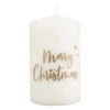 Stumpenkerze - Merry Christmas - Ca. 6 X 10 Cm - Weiß/gold -Wohndeko 231401