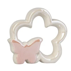 Blumensilhouette Mit Schmetterling - Aus Dolomit - Ca. 12 X 3,5 X 11 Cm