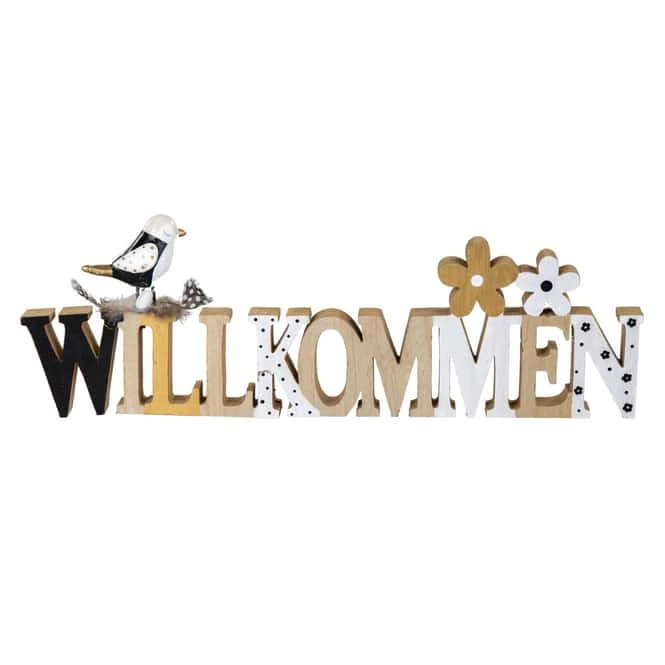 Deko-Schriftzug - Willkommen - Aus Holz - Ca. 40 X 2 X 13 Cm 3 Deko-Schriftzug - Willkommen - Aus Holz - Ca. 40 X 2 X 13 Cm