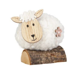 Deko Schaf - Weiß/braun - Mit Kunstfell - Ca. 6 X 4 X 8 Cm