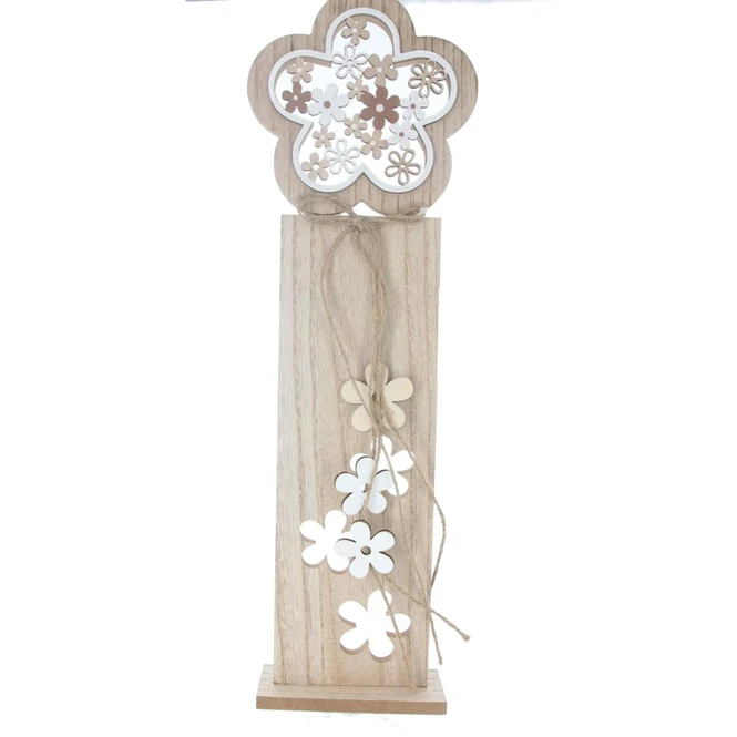 Standdeko - Blumen - Braun/weiß - Aus Holz - Ca. 12 X 5 X 37 Cm 3 Standdeko - Blumen - Braun/weiß - Aus Holz - Ca. 12 X 5 X 37 Cm