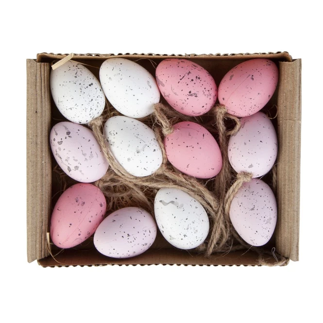 Dekohänger - Ostereier - Rosa/weiß - Ca. 4 Cm - 12 Stück 3 Dekohänger - Ostereier - Rosa/weiß - Ca. 4 Cm - 12 Stück