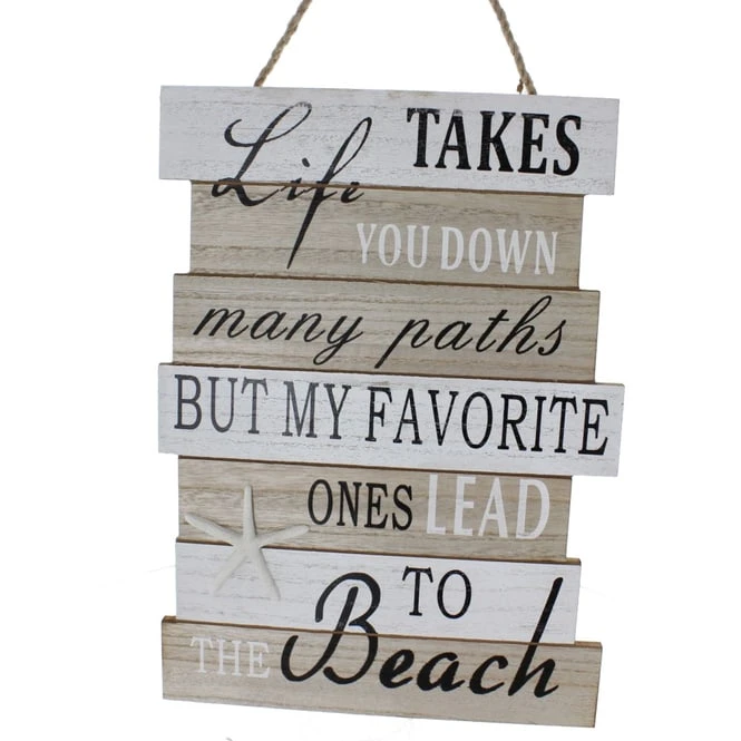 Dekoschild - Beach - Aus Holz - Ca. 29,5 X 0,5 X 40 Cm 3 Dekoschild - Beach - Aus Holz - Ca. 29,5 X 0,5 X 40 Cm