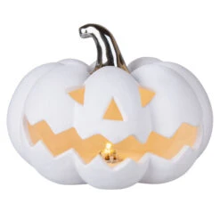 LED-Kürbis - Aus Keramik - Ca. 20,5 X 20,5 X 15 Cm