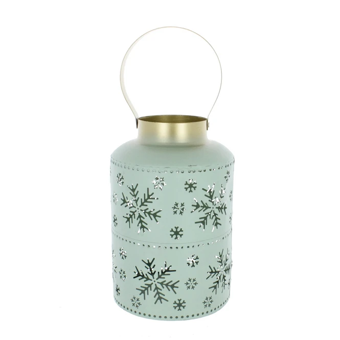 Laterne Schneeflocken - Aus Metall - 14x14x20 Cm 3 Laterne Schneeflocken - Aus Metall - 14x14x20 Cm