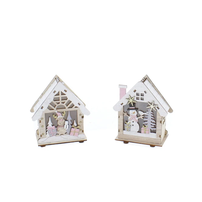 Haus Mit LED - Ca. 11 X 5,5 X 12,5 Cm - 1 Stück 3 Haus Mit LED - Ca. 11 X 5,5 X 12,5 Cm - 1 Stück