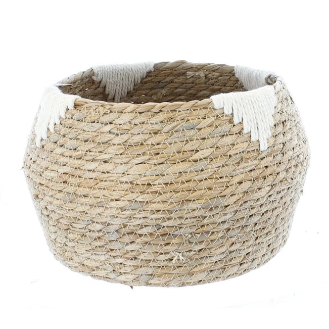 Korb Mit Dreieckmuster - Aus Naturgras - Ca. 25 X 18 Cm 3 Korb Mit Dreieckmuster - Aus Naturgras - Ca. 25 X 18 Cm