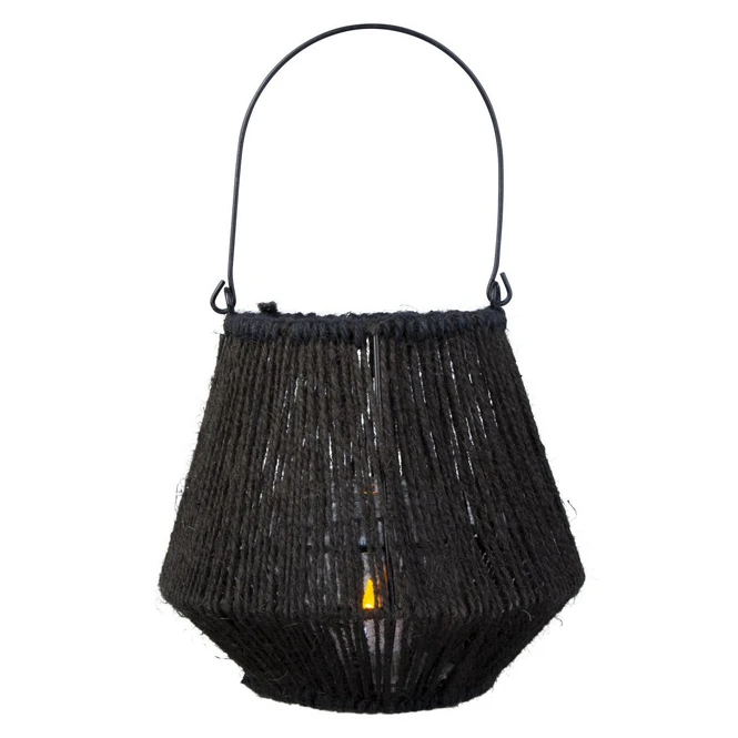 Windlicht - Schwarz - Aus Jute Und Metall - Ca. 15 X 20/36 Cm 3 Windlicht - Schwarz - Aus Jute Und Metall - Ca. 15 X 20/36 Cm