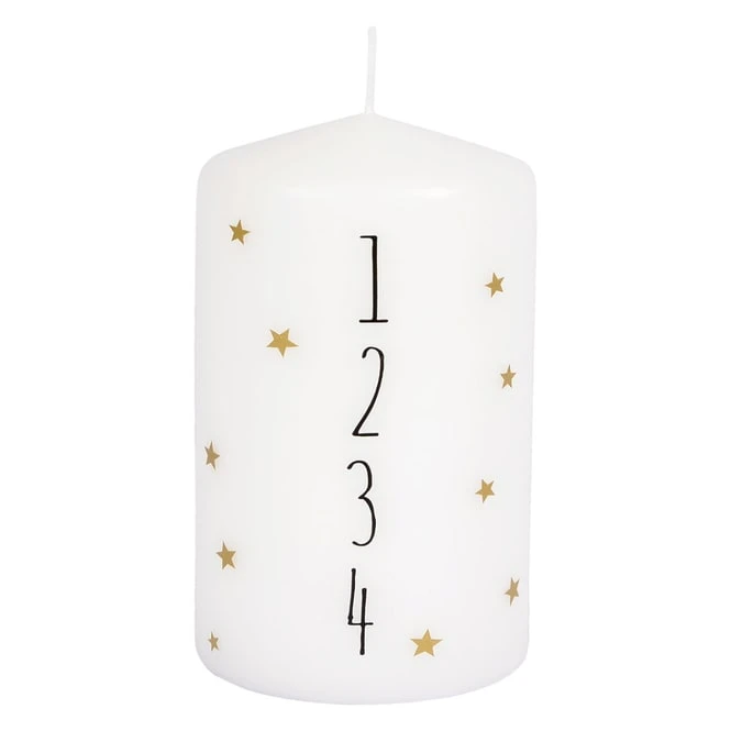 Stumpenkerzen - Advent - Ca. 7 X 10 Cm - Weiß 3 Stumpenkerzen - Advent - Ca. 7 X 10 Cm - Weiß