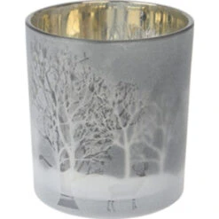 Teelichtglas - Bäume - Ø = Ca. 8cm -Wohndeko 240541 8719987932762 koopman teelichthalter wintermotiv 02