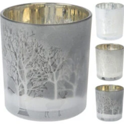 Teelichtglas - Bäume - Ø = Ca. 8cm -Wohndeko 240541 8719987932762 koopman teelichthalter wintermotiv 04