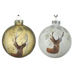 Christbaumkugeln - Hirsch - Ø = Ca. 8 Cm - 3 Stück - 1 Set -Wohndeko 240732 1