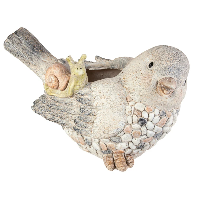 Pflanztopf - Vogel Mit Schnecke - Aus Magnesia - Ca. 35 X 20 X 22,5 Cm 3 Pflanztopf - Vogel Mit Schnecke - Aus Magnesia - Ca. 35 X 20 X 22,5 Cm