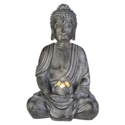 Buddha Mit Solar LED - Aus Polyresin - Ca. 19 X 15 X 30 Cm
