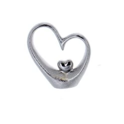 Herzsilhouette Silber - Aus Keramik - Ca. 13,5 X 4 X 15 Cm