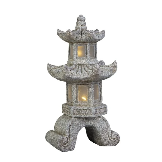 Chinaturm Mit Solar LED - Aus Magnesia - Ca. 31,5 X 31,5 X 64 Cm 3 Chinaturm Mit Solar LED - Aus Magnesia - Ca. 31,5 X 31,5 X 64 Cm