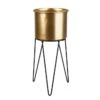 Pflanztopf Mit Ständer - Gold/schwarz - Aus Metall - Ca. 16 X 14 X 33 Cm -Wohndeko 243528 4016096448028 mica living pflanztopf mit staender 01