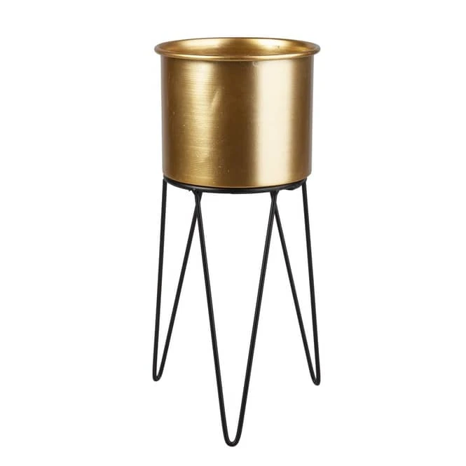 Pflanztopf Mit Ständer - Gold/schwarz - Aus Metall - Ca. 16 X 14 X 33 Cm 3 Pflanztopf Mit Ständer - Gold/schwarz - Aus Metall - Ca. 16 X 14 X 33 Cm