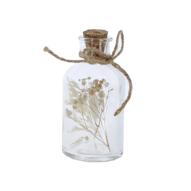 Flasche Mit Trockenblumen - Weiß/creme - Aus Glas - Ca. 5,5 X 10,5 Cm 3 Flasche Mit Trockenblumen - Weiß/creme - Aus Glas - Ca. 5,5 X 10,5 Cm