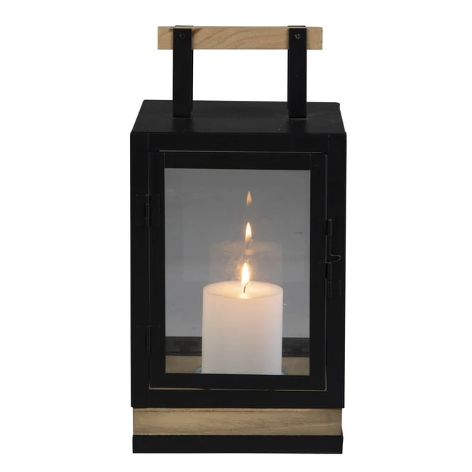 Laterne - Aus Holz Und Metall - Ca. 17,5 X 17 X 34 Cm 3 Laterne - Aus Holz Und Metall - Ca. 17,5 X 17 X 34 Cm