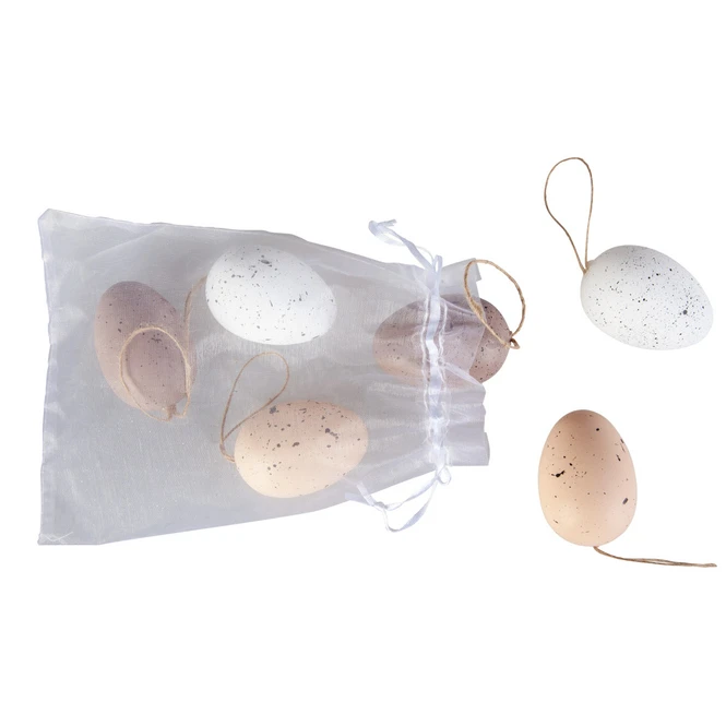Dekohänger Eier - Braun/weiß - Aus Kunststoff - Ca. 6 Cm - 6 Stück 3 Dekohänger Eier - Braun/weiß - Aus Kunststoff - Ca. 6 Cm - 6 Stück